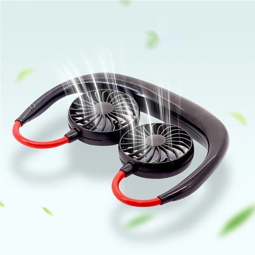 Mini ventilatore portatile ricaricabile USB da collo doppia ventola sport nuovo - Foto 13 di 14