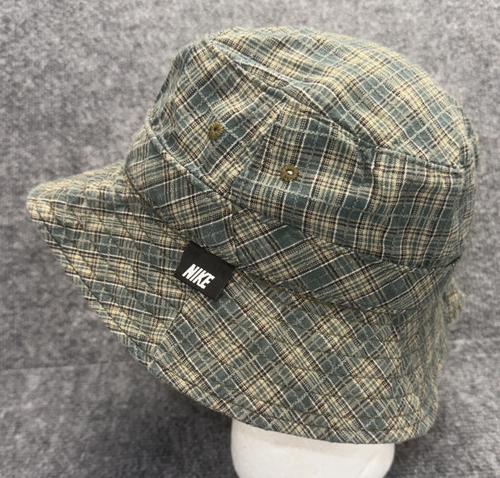 Vintage Nike Golf Bucket Hat Cap Size S/M Nike Logo Green plaid Y2K Outdoors - Picture 2 of 7