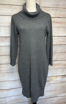 REPEAT 100% Cashmere Roll Neck Sheath Sweater Dress Sz 38 S Knee Length Gray