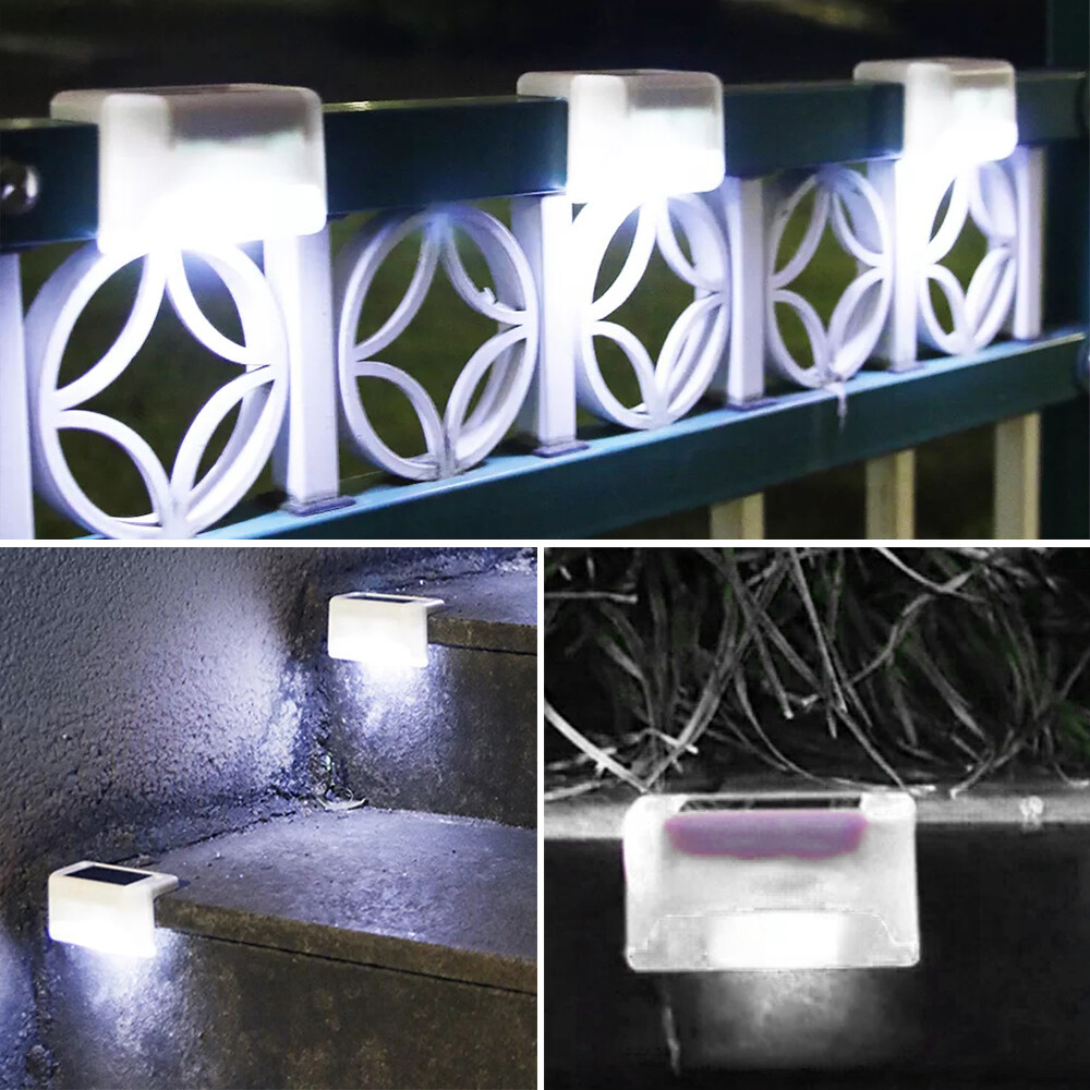 4Pcs Solar LED Deck Lights Garden Waterproof Landscape Light Fence Stairs Lamps