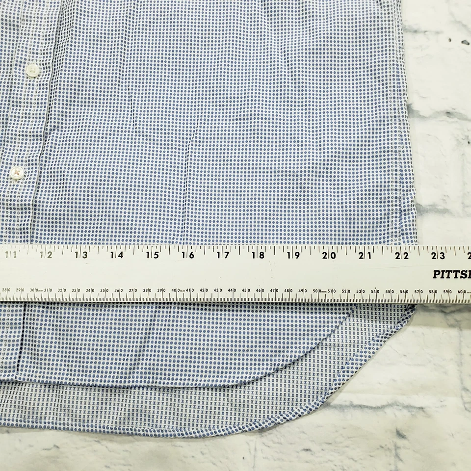 Camisa masculina Thomas rosa 16-34.5 azul com botões manga longa ajuste clássico tecido - Imagem 3 de 4