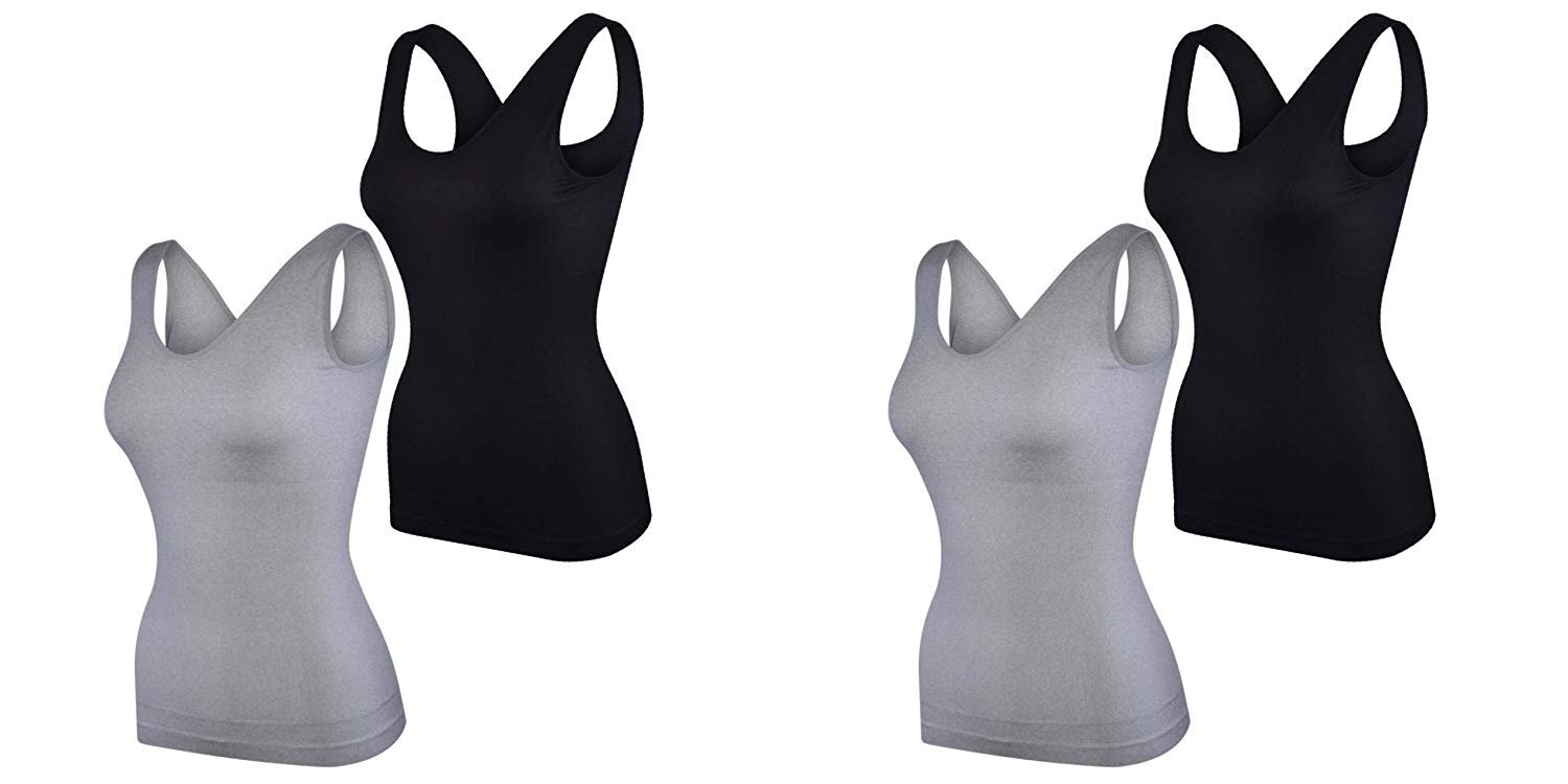Elle Women's Body Shaping Camisoles 4-Pack Scoop Tank Tops Shapewear UP TO 3X