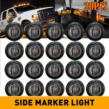 20X Smoked Round Side Marker lights Truck Trailer Amber 3/4"LED Bullet Light