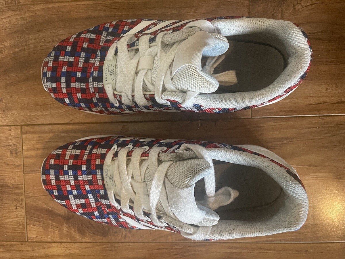 Adidas ZX Flux Torsion Size 4 Red Blue Athletic Sneakers Trainers
