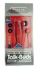 Sentry HM204 Talk-Buds Earbuds with Mic in Red - Brand New 