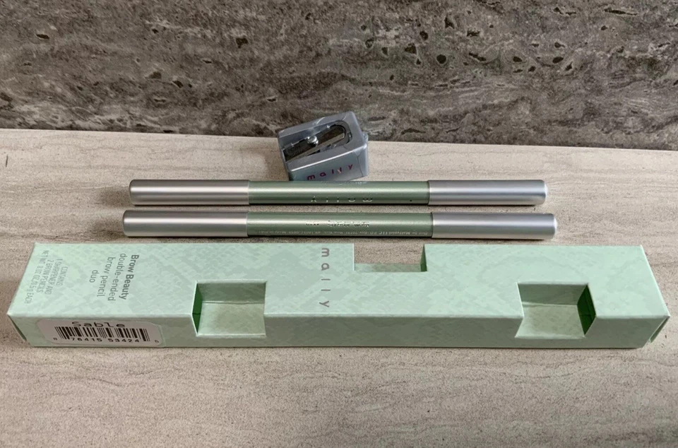  Mally Brow Beauty Double-Ended Brow Pencil Duo + Sharpener *SABLE* BNIB  - Image 3 of 4
