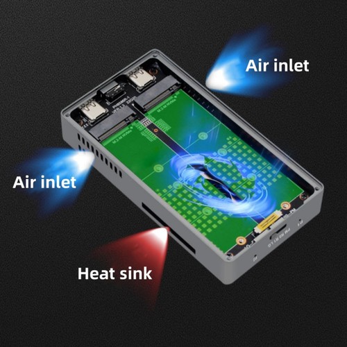 RAID Dual Bay M.2 NVME 20Gbps SSD Case SSD Hard Drive Enclosure Accessories - Afbeelding 11 van 15