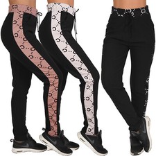 Trousers jogging training pants sports pants high waist stripes fitness 34 36 40 42