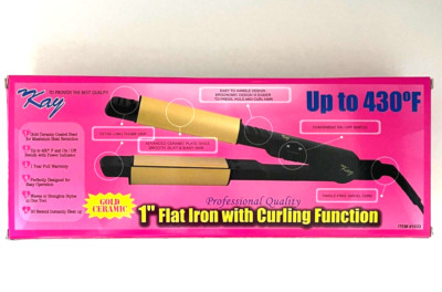 1'' Gold Ceramic Flat Iron Hair Straightener and Curling iron Temp Control