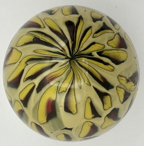 Art Glass Paperweight Abstract Multicolor In Yellow Rust And Black Handmade - Picture 4 of 14
