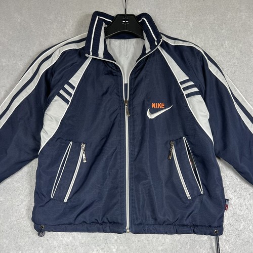 VTG 90’s Nike Reversible Jacket Big Swoosh Embroidered Full Zip Kids 16 Red Tag - Picture 2 of 15