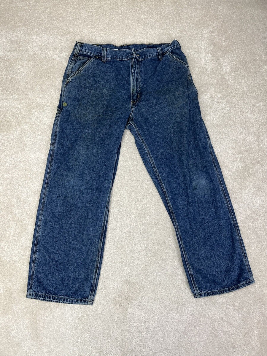 Carhartt Mens 38 X 30 Blue Denim Pants Cotton Carpenter Painter