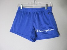 Champion Girls Logo Embroidered High Rise Shorts Elastic Waist Size M Blue