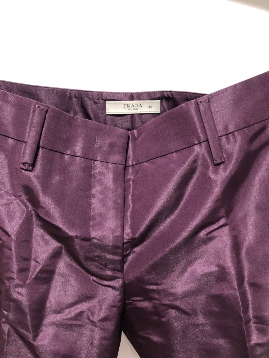New Prada P2156G Melanzana 100% Silk Pants - 4 US - 40 $1480 New Prada P2156G Melanzana 100% Silk Pants - 4 US - 40 $1480