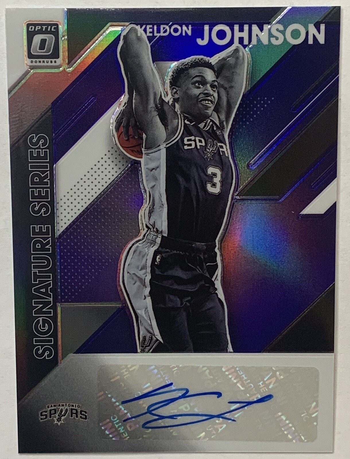 Keldon Johnson RC Rookie Auto 2019 Donruss Optic Signature Series Purple Spurs