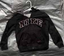 Nike Black Hoodie Youth Boys Size 7 EUC Fleece Lined Hood
