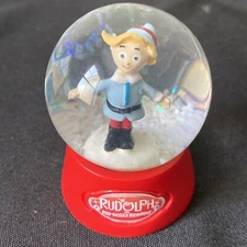 NOS  no tag santa "RUDOLPH THE RED NOSED REINDEER" SNOW GLOBE 2.5” Elf