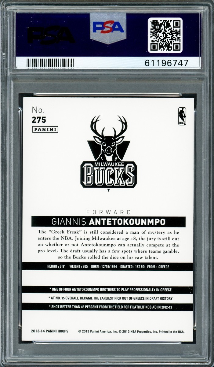 Giannis Antetokounmpo Autographed 2013 Panini Hoops RC PSA 9