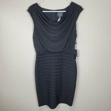 Adrianna Papell black sleeveless bodycon bandage dress 4 NWT zip drape front