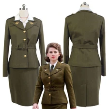 Avengers Captain America Agent Peggy Carter Women Uniform Dress Cosplay Costume 