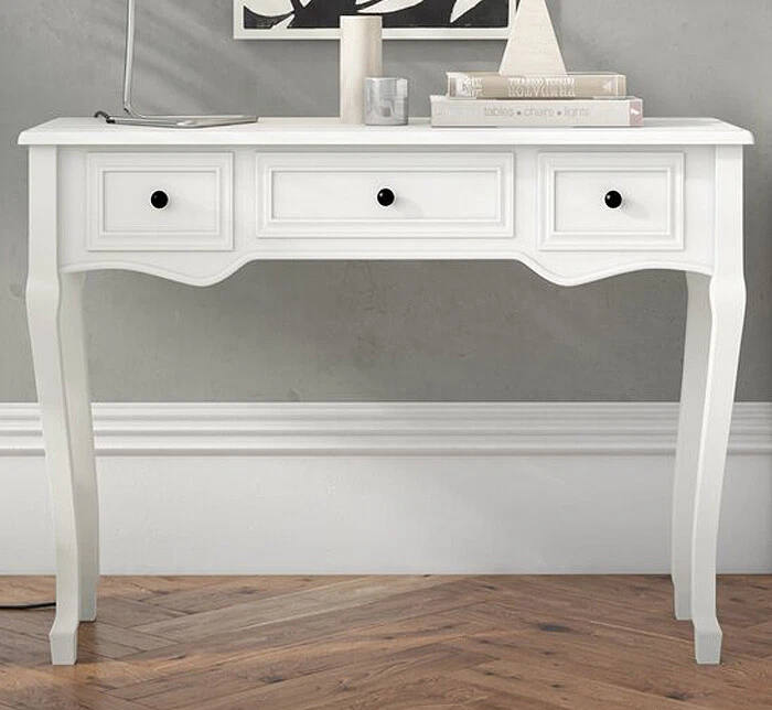 Slim Hallway Console Table Hall Shabby Chic Vintage Furniture 3 Storage Drawers
