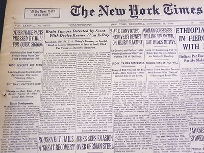 1935 NOVEMBER 13 NEW YORK TIMES - BRAIN TUMORS DETECTED BY SCENT - NT 4864