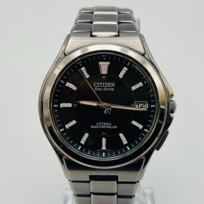 Citizen Attesa Titanium H110-T011331 Date Eco Drive Black Dial 