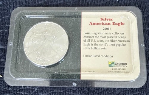 2001 Silver Eagle 1 oz .999 Fine Silver Uncirculated Littleton Pack