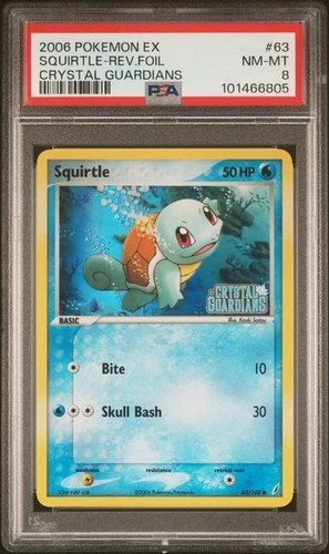 2006 Pokemon Ex Crystal Guardians Squirtle Reverse Holo PSA 8 #63