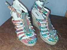 Vintage Mudd Wedge Platform Sandals Boho Hippie Y2K 90s Womens Size 8.5 m