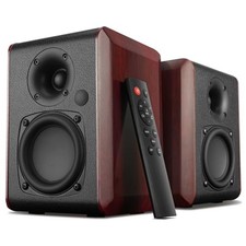 Powered Bluetooth Bookshelf Speakers with 3.75" Woofer, 30W 2 Record Player