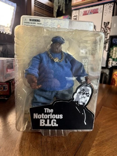 MEZCO THE NOTORIOUS B.I.G. BIGGIE SMALLS BLUE OUTFIT 9” FIGURE COMPLETE 2006
