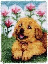 Flower Pup, Latch Hook Kit - 15" x 20" - Wonderart 426121