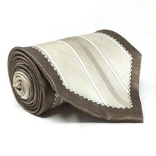 Steven Land Wide Tie Brown Beige Geometric 100 Silk Handmade Korea Necktie