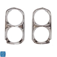 66-67 Gto Lemans Headlamp Head Light Lamp Surround Trim Chrome Bezels - Pair 66-67 Gto Lemans Headlamp Head Light Lamp Surround Trim Chrome Bezels - Pair