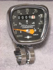 SCHWINN SPEEDOMETER HEAD DELUXE DUAL-SCALE VINTAGE HURET BICYCLE BIKE SPEEDO