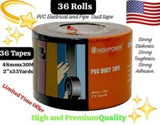 36 Rolls 2" X 30M Premium PVC Electrical Pipe Insulation Duct Tape Vinyl SUV 3M