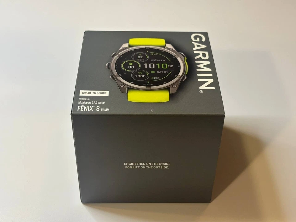 Garmin fenix 8 47mm safira solar titânio com amplificador amarelo novo em folha lacrado - Imagem 4 de 4