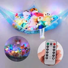 Stuffed Animal Hanging Net Hammock with LED Lights 8 Colors, Remote Control