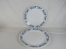 Set of 2 Corelle Harvest Time Dinner Plates 10 1/4" Blue Rim Grapes Cherries