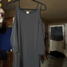 VENUS black cold shoulder dress size large pullover strappy bell sleeve