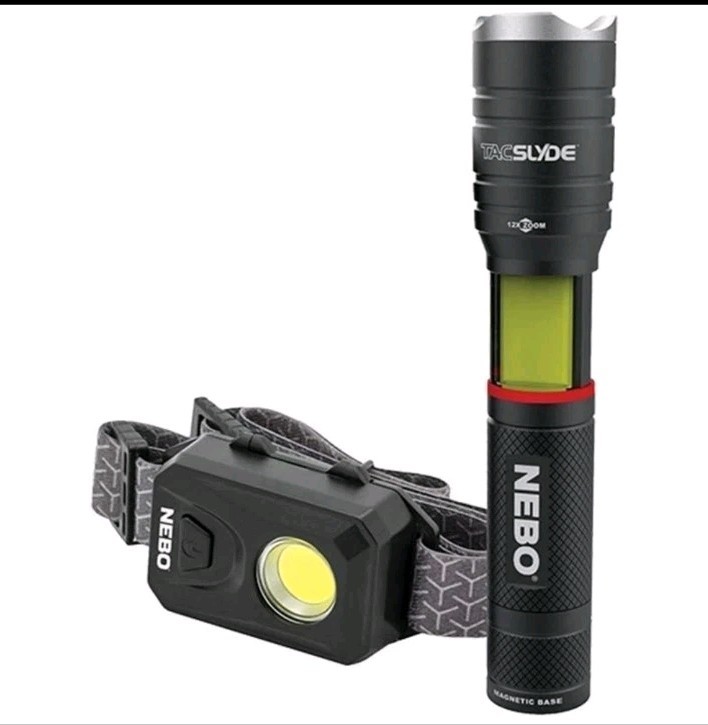 NEBO 300 Lumen Tac Slyde Flashlight Worklight & 150 Lumen Headlamp Combo Pack