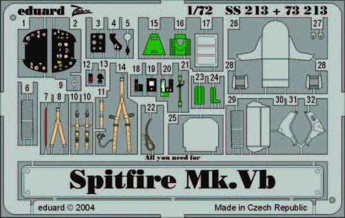 Eduard Accessories Ss213 - 1:72 Spitfire Mk.Vb - Etched Set - New