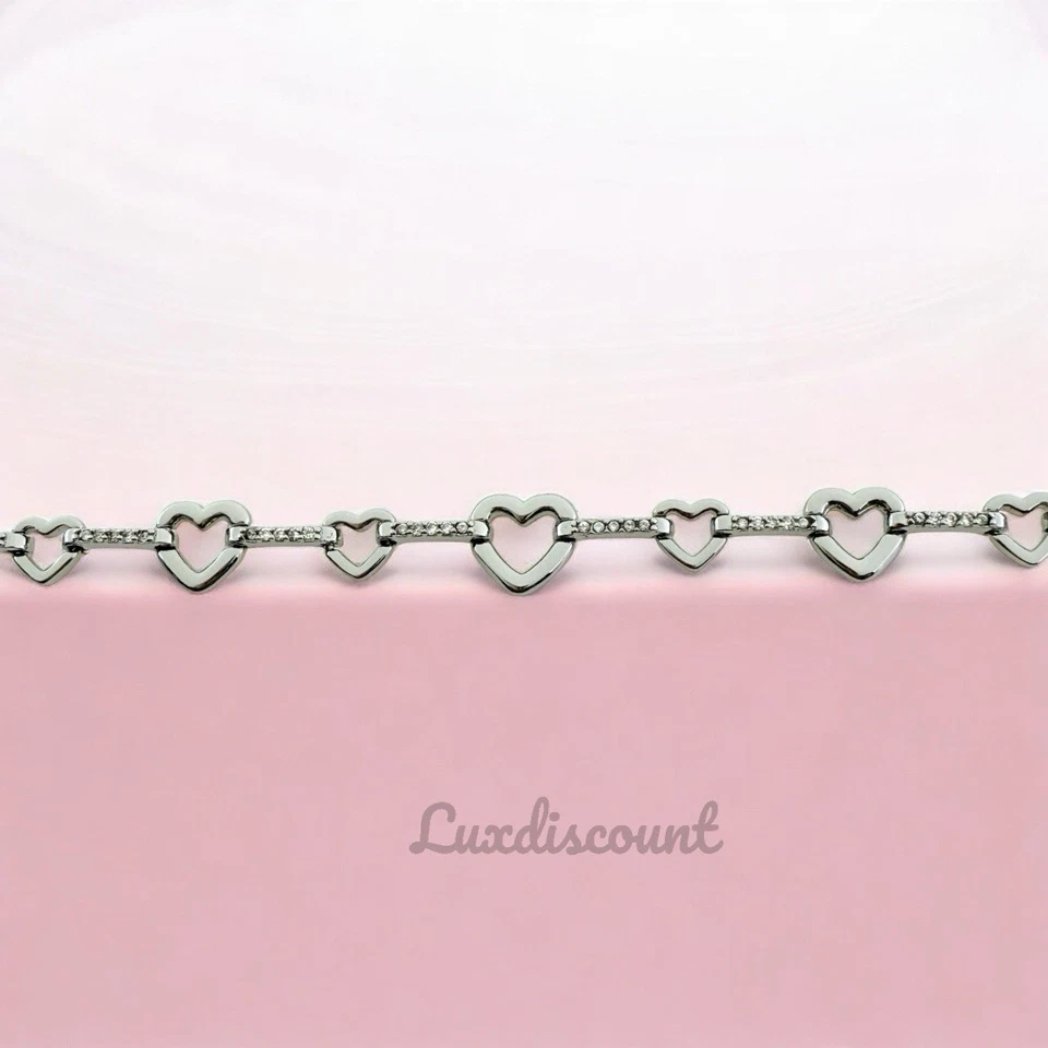 Pulsera Kendra Scott Haisley Corazón Plata Delicada Cadena en Circonita Blanca Foto 3 de 4