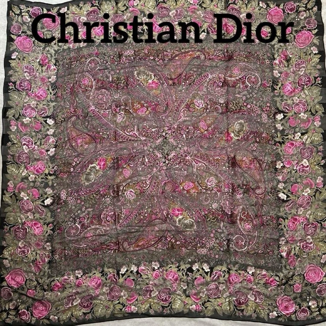 Authentique foulard Christian Dior motif fleurs cachemire 125 x 125 cm femme