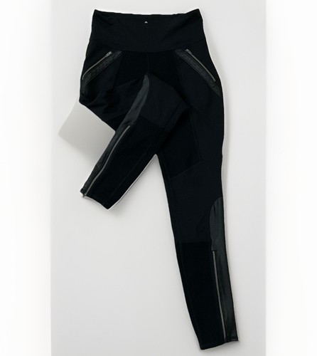 Pantaloni leggings Athleta Luxe Ponte donna piccoli neri ecopelle vegan vita alta - Foto 2 di 8