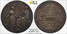 EGYPT , SUEZ CANAL INAUGURATION SILVER MEDAL 1869 BY ROTY  PCGS SP 61 ,  RARE