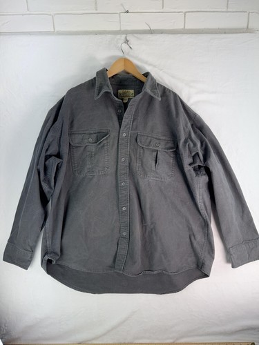 Cabela's Chamois Shirt Mens 2XL Gray Heavyweight Deerskin Soft Button Up Outdoor