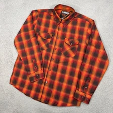 Dixxon Shirt Mens XL Orange Plaid Button Up Fender Stratocaster Flannel
