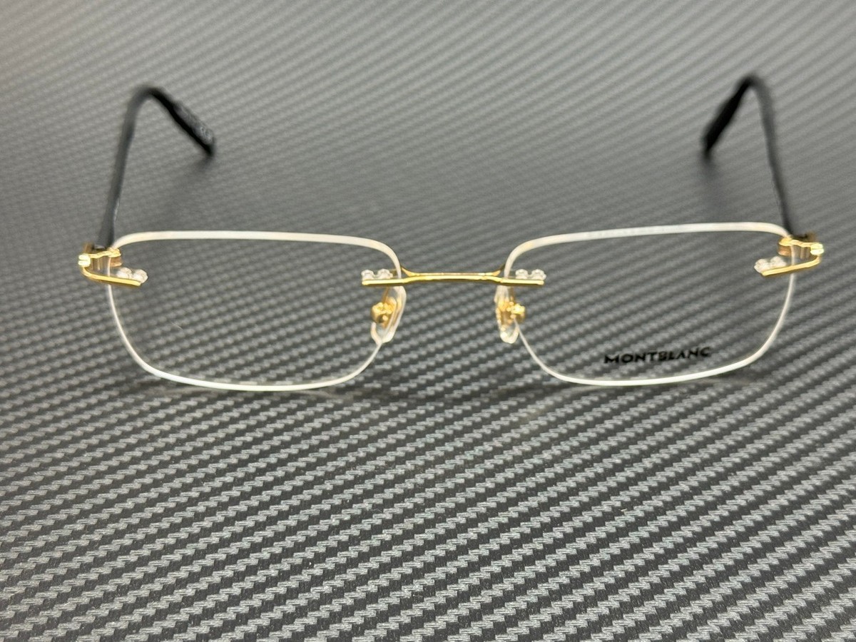 MONT BLANC MB0221O 015 Matte Black Gold Men's Medium 55 mm